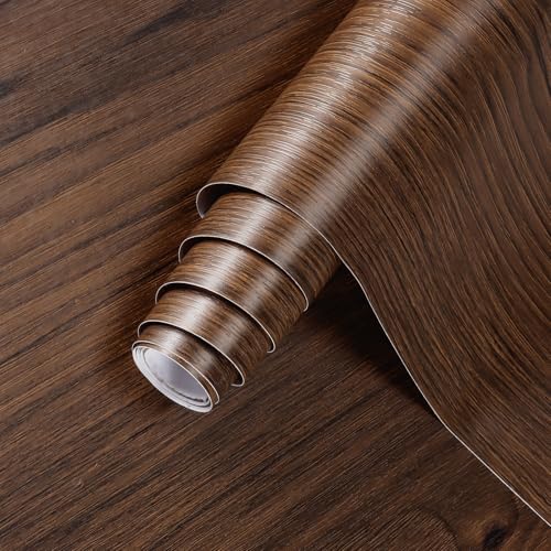 Timeet Wood Grain Peel and Stick Wallpaper Brown Wood Contact Paper Self Adhesive Removable Waterproof Vinyl Film Wooden Wallpaper for Countertops Cabinets Furniture Desk Walls 17.7"x 80" - color: Brown, size: 17.7" x 80"