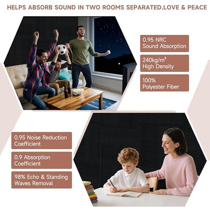 TO-TH Sound Proofing Panels Peel and Stick Acoustic Wall Panel 6Pack, Black - color: Black
