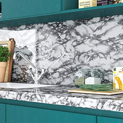 Glossy Grey Marble Peel and Stick Countertop Contact Paper Waterproof Self Adhesive Oil Proof Removable Marble Wallpaper for Kitchen Bathroom Countertops Vanity Top Table Cabinets 17.7" X 118" Yenhome - size: 17.7"W x 118"L
