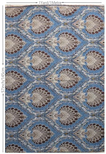 TinaKim Thick Chenille Damask Fabric, for Chair Couch Pillow Tablecloth Material DIY Repair (Blue Peacock, 1 Yard) - color: Blue Peacock, size: Cut by the yard