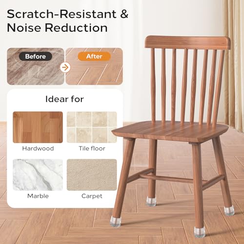 24 PCS Silicone Chair Leg Floor Protectors Extra Small(0.6"-0.8") Rubber Felt Furniture Pads Chair Legs Caps/Covers for Hardwood Floors, Tile from Scratches & Reduce Noise - Round, Grey - size: Extra Small(0.6"-0.8")