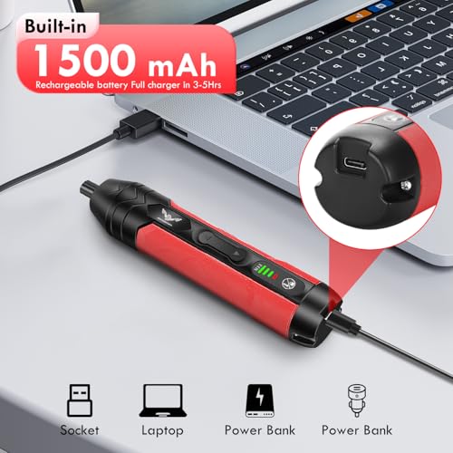 3.6V Electric Screwdriver Rechargeable, Cordless Screwdriver - color: Red-36pcs