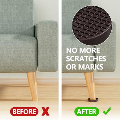 Non Slip Furniture Pads- 3"x3" Round Anti Skid Caster Cups Furniture Coasters, Anti-Sliding Grippers Floor Protectors for Furniture Bed, Couch, Chair Leg, Brown(Set of 8) - size: 3" 8pcs Brown