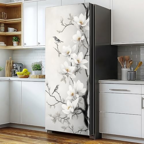 Self-Adhesive Vinyl Refrigerator Stickers Peel and Stick Removable Wallpaper for Door Wall Furniture Wrinkle-Resistant Waterproof No Residue DIY Home Decor (Yulan, 32.3"x78.7") - color: Yulan