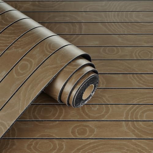 Dark Brown Peel and Stick 3D Faux Wood Slat Wall Panels 12×118" - color: Dark Brown, size: 12" x 120"