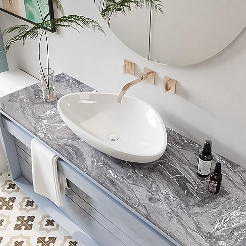 CRE8TIVE Matte Silver Grey Marble Contact Paper Peel and Stick Countertops Waterproof Slate Marble Wallpaper Removable Self Adhesive Marble Wall Paper for Bathroom Kitchen Counter Top Covers 12"x80" - color: Matte Silver Grey, size: 12" x 80"