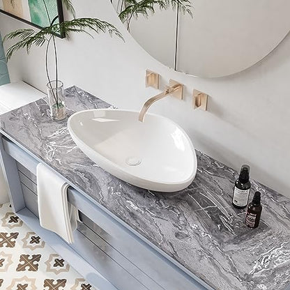 CRE8TIVE Matte Silver Grey Marble Contact Paper Peel and Stick Countertops Waterproof Slate Marble Wallpaper Removable Self Adhesive Marble Wall Paper for Bathroom Kitchen Counter Top Covers 12"x80" - color: Matte Silver Grey, size: 12" x 80"