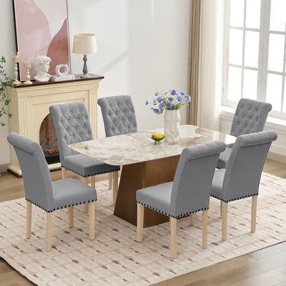 LOULENS Fabric Dining Chairs Set of 4, Upholstered Kitchen Chairs, Light Gray - color: Grey, size: Set of 4