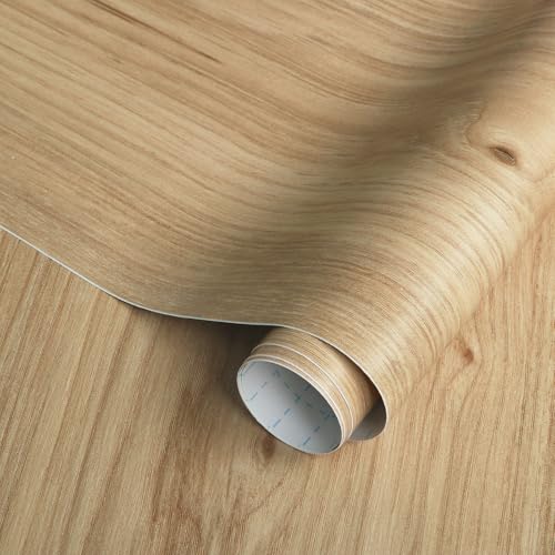 Timeet Wood Peel and Stick Wallpaper Wood Grain Contact Paper Self Adhesive Removable Waterproof Vinyl Film Wooden Wallpaper for Countertops Cabinets Furniture Desk Walls 17.7"x 80" - color: Light Brown, size: 17.7" x 80"