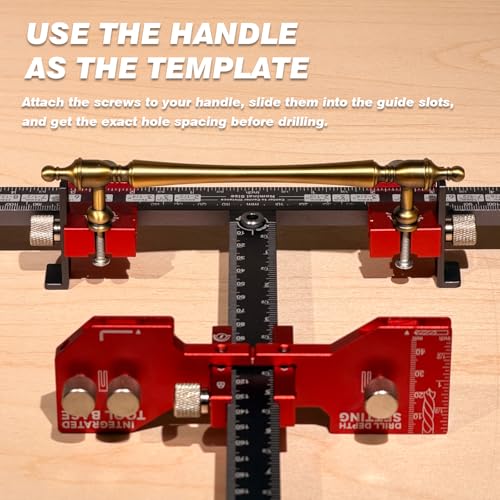 Cabinet Hardware Jig Tool Drawer Pull Jig Cabinet Handle Template Tool Jig - color: Red-gray