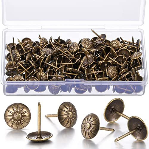 Shimeyao 200 Pcs Decorative Furniture Upholstery Antique Tacks Brass - color: Antique Brass