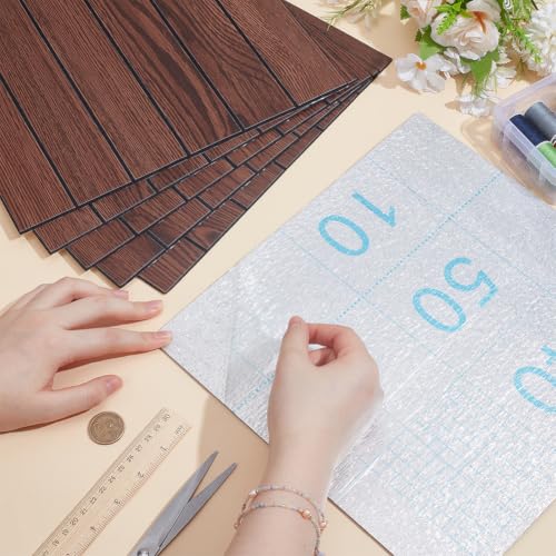 12Pcs Peel and Stick PVC Slat Wall Panels 11.81×11.81×0.08 inch Coffee Self-Adhesive PVC Wood Grain Wallpaper Panel 3D Thick Faux Soundproof Backsplash Accent Wall Tile