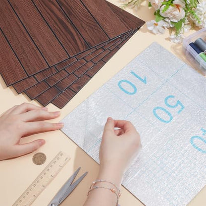 12Pcs Peel and Stick PVC Slat Wall Panels 11.81×11.81×0.08 inch Coffee Self-Adhesive PVC Wood Grain Wallpaper Panel 3D Thick Faux Soundproof Backsplash Accent Wall Tile