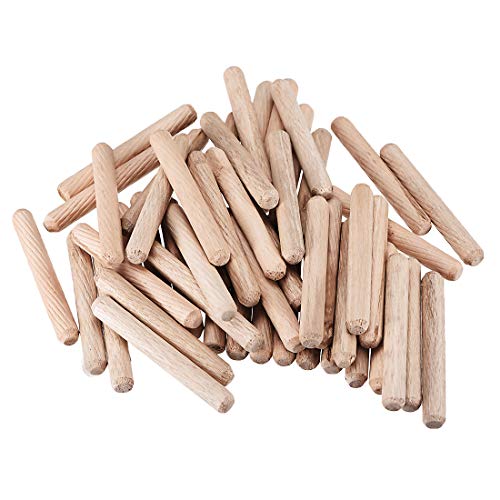 uxcell 0.31"x2.36"(8x60mm) Wooden Dowel Pin Wood Kiln Dried Fluted Beveled Hardwood 50pcs - size: 8x60mm
