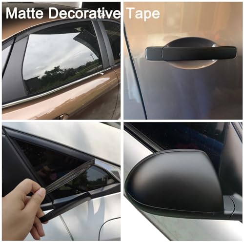 Matte Black Vinyl Tape for Black Out Chrome Delete Window Trim, Matte Black Vinyl Wrap Roll, Self-Adhesive Car Chrome Door Trim Delete Tape DIY Film with Tool Kit (4 inches x 30 feet) - size: 4 inches x 30 feet