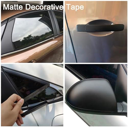 Matte Black Vinyl Tape for Black Out Chrome Delete Window Trim, Matte Black Vinyl Wrap Roll, Self-Adhesive Car Chrome Door Trim Delete Tape DIY Film with Tool Kit (4 inches x 30 feet) - size: 4 inches x 30 feet
