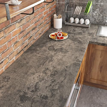 Livelynine 15.8x394 Peel and Stick Wallpaper Concrete Look Brown Masculine Dark Academia Lime Wash Wallpaper Adhesive Cement Textured Wall Paper Renter Friendly Countertop Contact Paper Waterproof - color: Aged Concrete, size: 15.8" x 394"