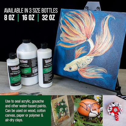 U.S. Art Supply 16oz Acrylic Sealer High Gloss Varnish for Acrylic Painting - size: 16-ounces