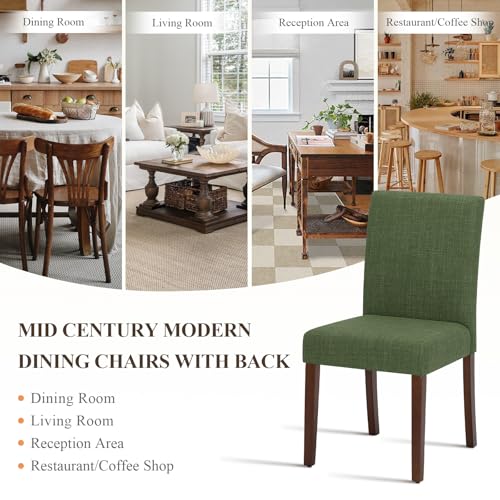 MALOL Upholstered Dining Chairs Set of 2, Modern Fabric Dining Room Chair, Wooden Dining Chair, Kitchen Side Chairs, Farmhouse Dinner Chair with High Back for Kitchen, Green - color: Green, size: Set of 2