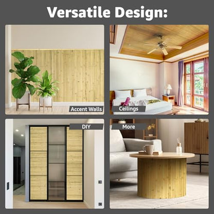 Art3d 48 x 96 in Pole Wrap Natural Bamboo Wall Panel, 1-Pack, Natural - color: Natural, size: 1-48 inches x 96 inches