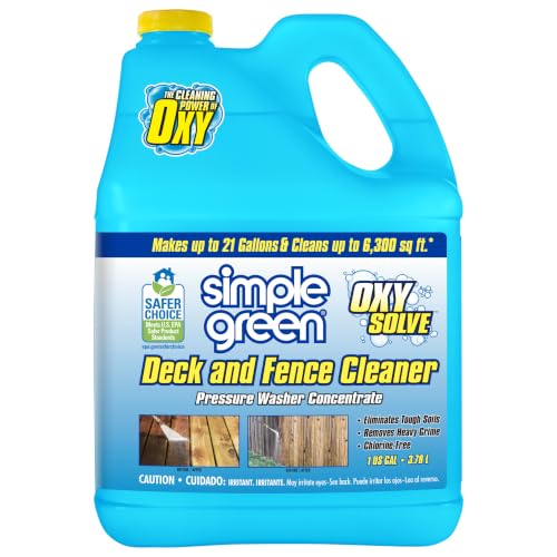 Simple Green Oxy Solve Deck and Fence Pressure Washer Cleaner, Colorless to Pale Straw, Unscented, 128 Fl Oz (Packaging May Vary) - size: 128 Fl Oz (Pack of 1)