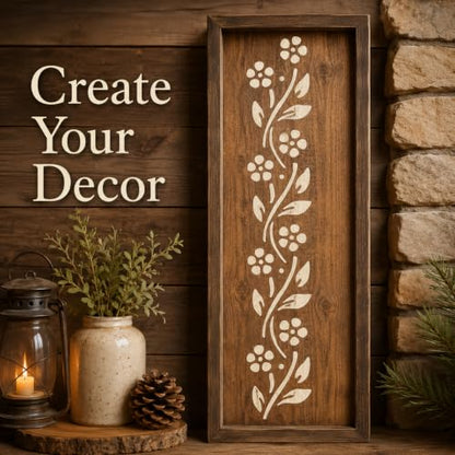 Flower Border Stencil Template - Reusable Decorative Flower Stencils for Painting on Glass, Wood, Wall Rock, Walls, Canvas, Glassware, Spray Painting, Wall Painting (3.5x14)