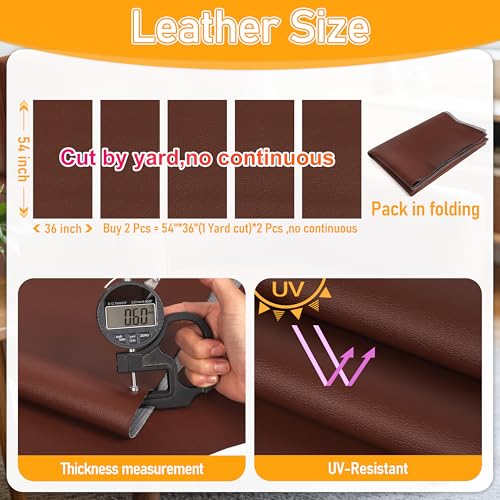Meneng Marine Vinyl Faux Leather: 54"x36" Coffee Brown Fabric Leather - color: Coffee Brown, size: 1Yard（54"x36"）