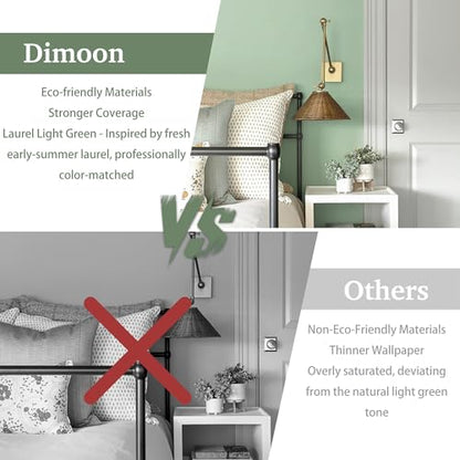 Dimoon 17.7''x236'' Peel and Stick Wallpaper Light Green Contact Paper for New Environmentally Friendly Materials Thickening Upgrade Embossed Renter Friendly Wall Paper Vinyl Countertop Bedroom - color: Light Green, size: 17.7" x 236"