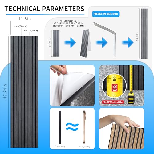 3D Wall Panels Peel and Stick, Ebony, 2 Packs - color: Ebony