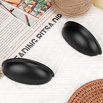 Probrico 10 Pack Black Cabinet Pulls Bin Cup Drawer Handles, Cabinet Cup Handles 3 Inch Holes Drawer Handles and Knobs, Kitchen Cabinet Hardware - color: Black