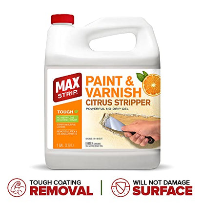 Max Strip Citrus Paint Stripper Gel, Safe Wood & Metal Stripper, 1G - size: 128 Fl Oz (Pack of 1)