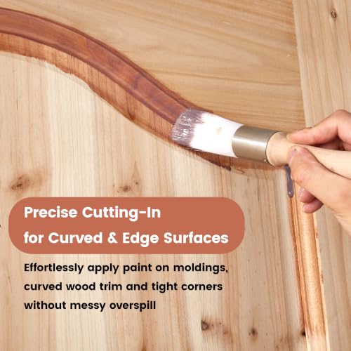 VOOMEY 2 Inch Angled Paint Brushes & 1 Inch Detail Round Brush, 3 Pack - size: 3 pack