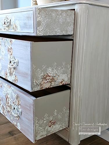 Redesign Decor Clear-Cling Stamps - Floral Borders for Wall Paint Wall Art Furniture Decorative nightstand Bed Side Stand Large Vanity Table Set Makeup Vanity Dressing Table Computer Desk