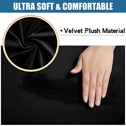 Smiry Velvet Seat Covers for Dining Room Chair Set of 8 - color: Black, size: Set of 8