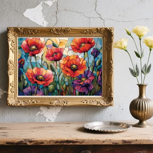 Peacoblue Color Papaver Phoeas Rub On Transfers for Furniture Craft 6"x12" - style: Color Papaver Phoeas