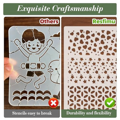 12Pcs Geometric Texture Stencils for Crafts Reusable(11.4X8.2 Inch) - color: Texture 6
