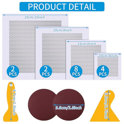 Drywall Repair Kit 20 Pack Aluminum Wall Repair Patch Kit, 2/4/6/8 inch Fiber Mesh Over Galvanized Plate, Dry Wall Hole Repair Patch Metal Patch with Extended Self-Adhesive Mesh (20 Pcs) - color: 12 Pcs