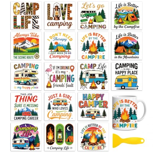 Peacoblue Camping Text Rub On Transfers for Craft, Transfer Sticker - style: Camping Text