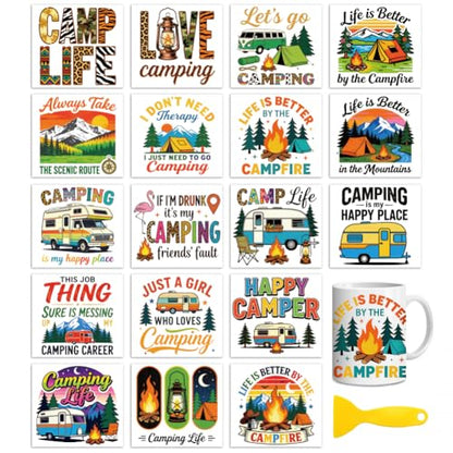 Peacoblue Camping Text Rub On Transfers for Craft, Transfer Sticker - style: Camping Text