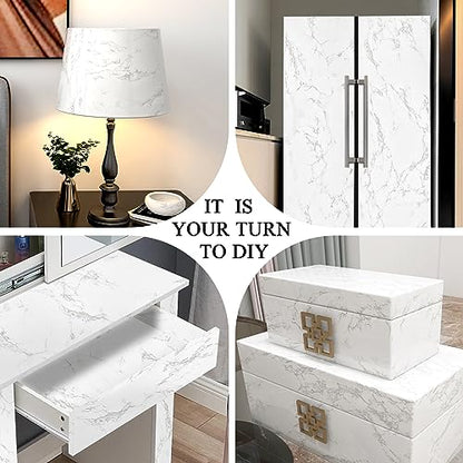 Marble Contact Paper White Peel and Stick Wallpaper for Kitchen Countertop - color: Gray/White, size: 15.7" x 472.4"