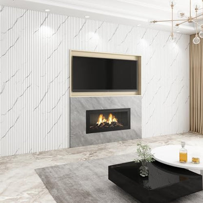 Slat Wall Panel 8-Pack, 108’’x6.3’’, Marble White - size: 108’’x6.3’’-Marble White