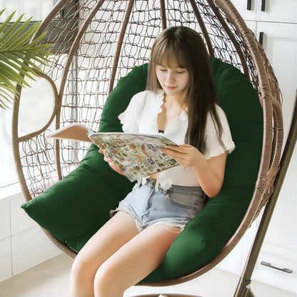 Egg Chair Cushion Replacement, Waterproof Outdoor Hanging Egg Chair Cushion Hammock Swing Chairs Cushions Pads, U-Shaped Thickened Cushions for Hanging Eggs Chairs, 47x33x7 Inches (Green) - color: Green