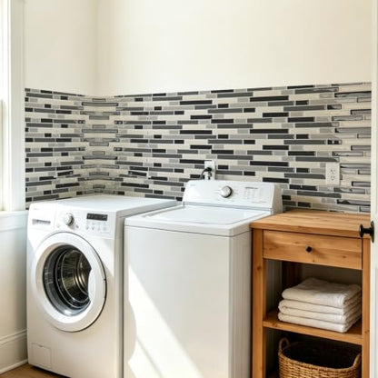 Art3d Linear Subway Design Peel and Stick Backsplash, 20-Pack, Black & Gray - color: Black & Gray