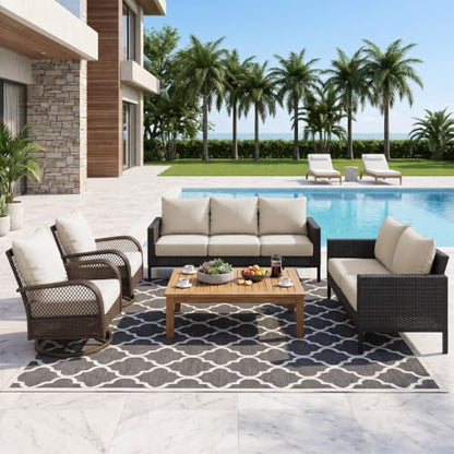 ZCUBED Luxury 6.2" Thick Outdoor Chair Cushions 2 Set - 24 x24 Inch 30D Sponge Filling Fade-Resistant Chair Cushion, Water Resistant & Removable Cover Patio Furniture Replacement Cushion,Beige - color: Beige, size: 24"x24" Extra Thick
