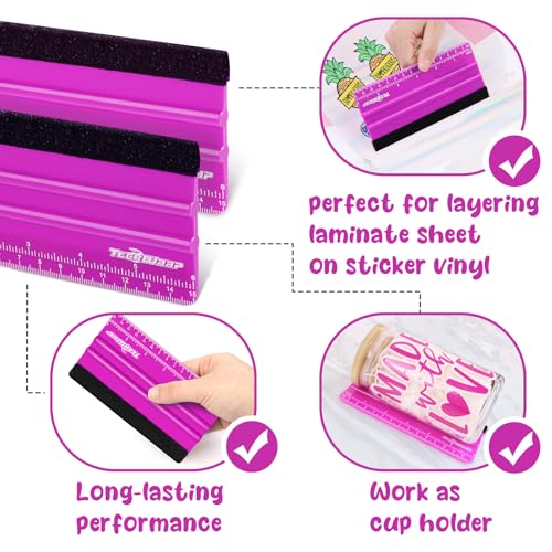 TECKWRAP Professional Squeegee Tool for Vinyl Decals, Inkjet Vinyl Sticker Paper,and Wallpaper - 6"x2.9", Scratch-Free Application (Pitaya) - color: 1pcs Pitaya