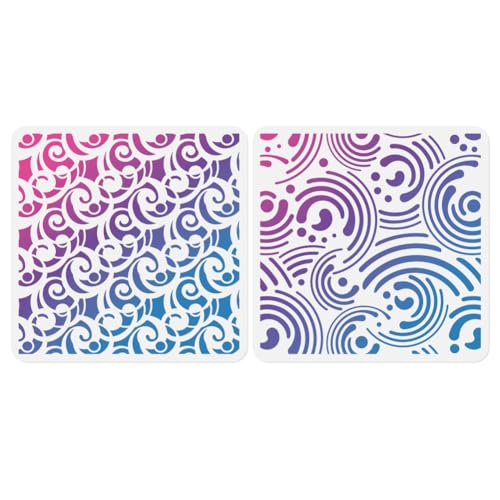 2Pcs Cosmic Swirl Mod Spiral Wall Stencil Templates 11.8 x 11.8 Inch Reusable Plastic Stencils for Painting on Wood Wall Floor Fabric Glass Furniture - style: Swirl Mod Spiral