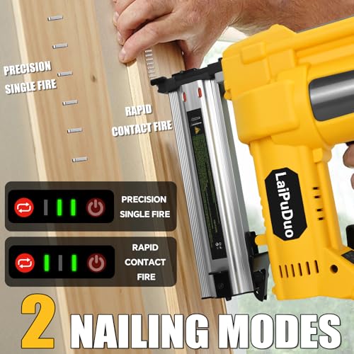 Cordless Brad Nailer Compatible with Dewalt 20V Battery, RexLeLXB 2-in-1 Pneumatic Staple Gun Nail Gun with 800 Nails, 18GA Staple Gun for Wood Working, Framing, Furniture & Upholstery Projects