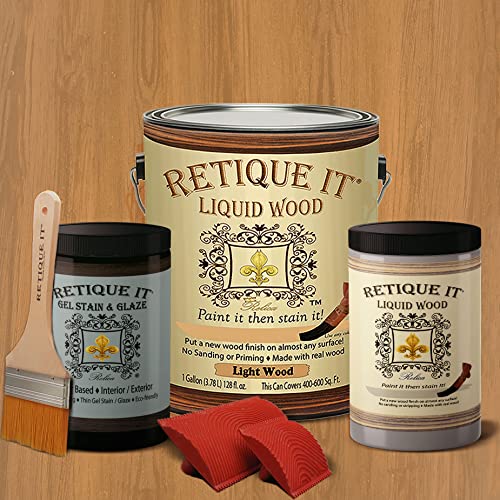 Retique It Gel Stain Liquid Wood Kits Real Paintable Wood. Great Companion to Chalk Finish Paint, Milk Paint, Furniture Paint. (8X Gal (400 sq ft), Weathered Finish, 60 Pecan) - color: 60 Pecan, size: 1 Count (Pack of 1), style: Rustic Finish