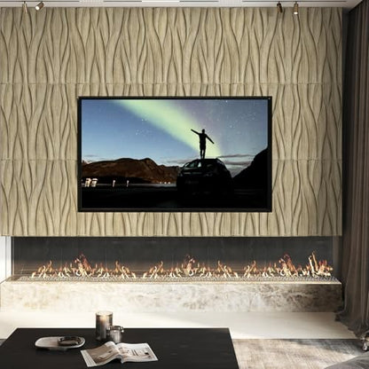 STICKGOO Wave 3D Wall Panels, Natural Oak, 19.7''x19.7'' - color: Wood