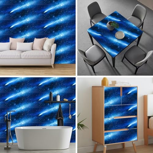 HOMETITUTE Starry Sky Galaxy Peel Stick Wallpaper 118.1x17.7 Inch Vinyl - color: Galaxy
